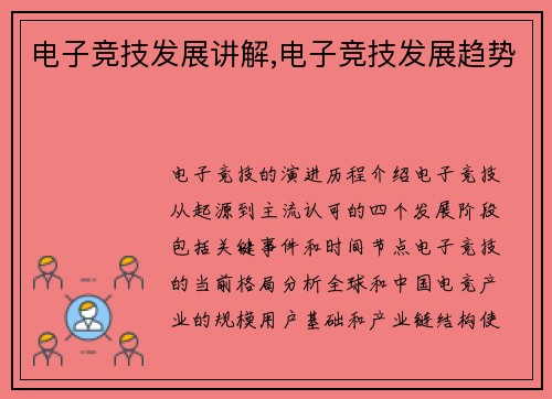 电子竞技发展讲解,电子竞技发展趋势